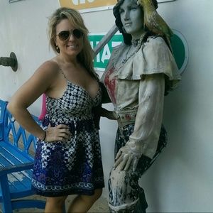 Pinky Sleeveless Summer Dress Midi Boho Print Sz M